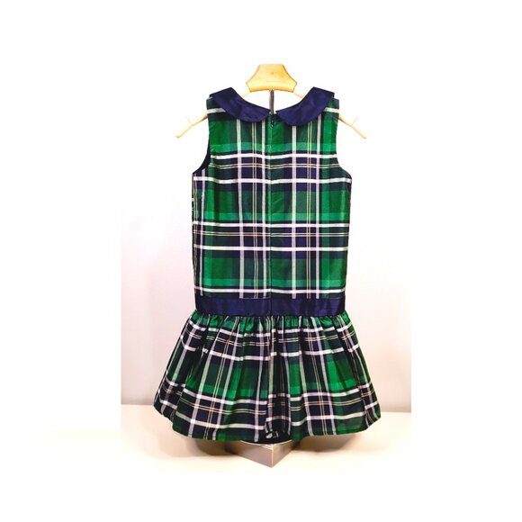 Gymboree Plaid Black Watch Green Navy Dress Girl 10 - Picture 7 of 12